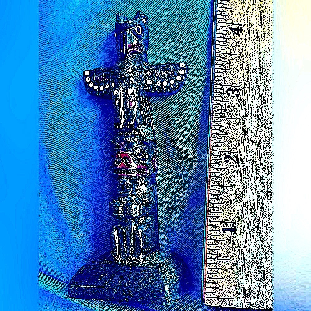 Totem pole Canadian first nation vtg Eagle British Columbia hand painted BOMA